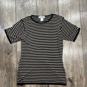 Saint Germain Black and Tan Striped Women's Top 100% silk 2 ply